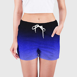 Шорты женские Градиент индиго из чёрно в синий текстура крошка, цвет: 3D-принт — фото 2