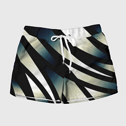 Женские шорты Чёрно-белый с синим затемнением полосы