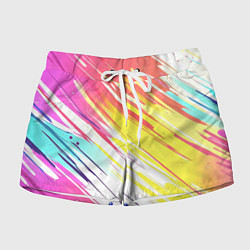 Женские шорты Брызги краски на белом фоне