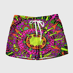 Шорты женские Кислотные грибы оптические, цвет: 3D-принт