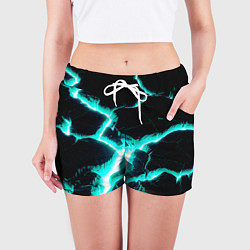 Шорты женские Color light blue black, цвет: 3D-принт — фото 2