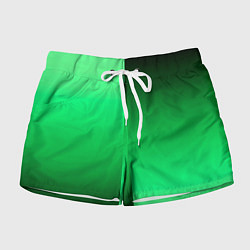 Шорты женские Чёрно-зелёный градиент пополам, цвет: 3D-принт