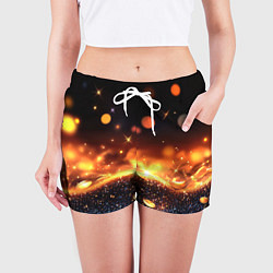 Шорты женские Оранжевое боке на черном, цвет: 3D-принт — фото 2