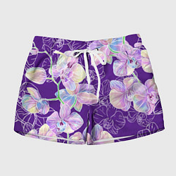 Шорты женские Японские акварельные орхидеи, цвет: 3D-принт