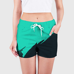 Шорты женские Color black light blue, цвет: 3D-принт — фото 2