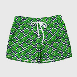 Женские шорты Летний паттерн в полоску с тропическими листьями