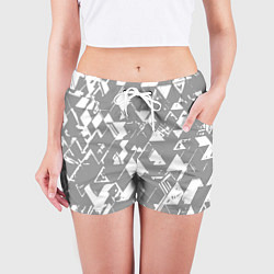 Шорты женские Светлый серый геометричный паттерн, цвет: 3D-принт — фото 2