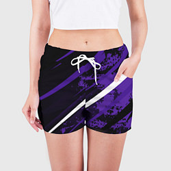 Шорты женские Color black purple line, цвет: 3D-принт — фото 2