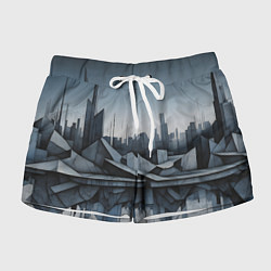 Шорты женские Небоскребы и скалы, цвет: 3D-принт