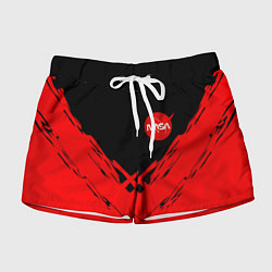 Шорты женские Nasa краски красные, цвет: 3D-принт