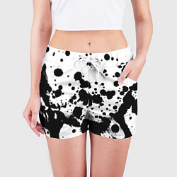 Шорты женские Брызги черной краски, цвет: 3D-принт — фото 2