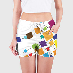 Шорты женские Разноцветные квадраты, цвет: 3D-принт — фото 2