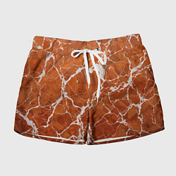 Шорты женские Темно-оранжевый мрамор, цвет: 3D-принт