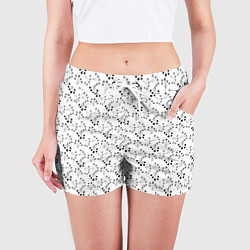 Шорты женские Черно белый ягодный узор ретро, цвет: 3D-принт — фото 2