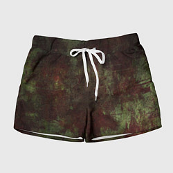 Женские шорты Абстракция - green fabric soaked in red paint