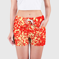 Шорты женские Пятнистый красно-жёлтый, цвет: 3D-принт — фото 2