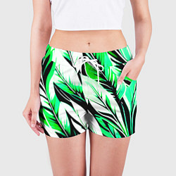 Шорты женские Крупные листья абстракция, цвет: 3D-принт — фото 2