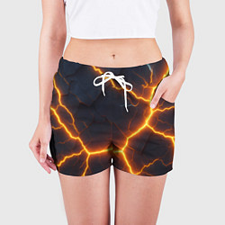 Шорты женские Молнии и черные объемные плиты, цвет: 3D-принт — фото 2