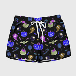 Женские шорты Halloween blue black pumpkin