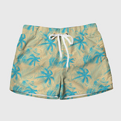 Шорты женские Palm light blue beige, цвет: 3D-принт