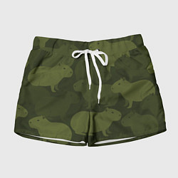 Шорты женские Камуфляж из капибар, цвет: 3D-принт