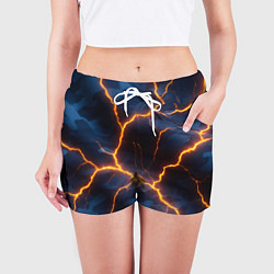 Шорты женские Молния на камуфляжной текстуре, цвет: 3D-принт — фото 2