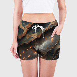 Шорты женские Камуфляжная ткань на металлической пластине, цвет: 3D-принт — фото 2
