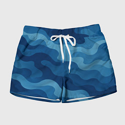 Женские шорты Синие волнистые линии в виде камуфляжа