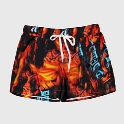Женские шорты Абстрактная текстура рыжего пламени