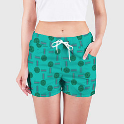 Шорты женские Мячи и полосы, цвет: 3D-принт — фото 2