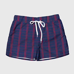 Шорты женские Color blue cage pink stripes, цвет: 3D-принт