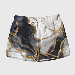 Шорты женские Мрамор белый и черный с золотом, цвет: 3D-принт