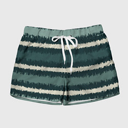 Женские шорты Полосы зигзагообразные зеленые