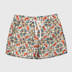 Шорты женские Орнамент с лошадью - символом Нового 2026 года, цвет: 3D-принт