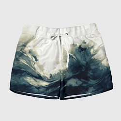 Шорты женские Чёрно-синие абстрактные краски, цвет: 3D-принт