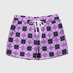 Шорты женские Квадраты с цветочными перекрестиями, цвет: 3D-принт