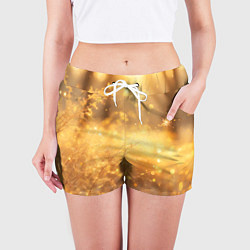 Шорты женские Золотые лучи солнца на рассвете, цвет: 3D-принт — фото 2