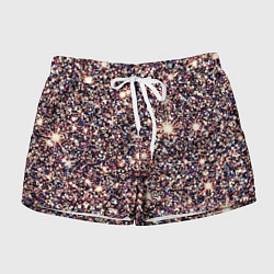 Шорты женские Имитация блестящих пайеток тёмно-розовый, цвет: 3D-принт