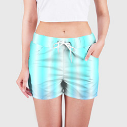 Шорты женские Neon white blue lines, цвет: 3D-принт — фото 2