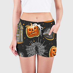 Шорты женские Атмосфера хэллоуина, цвет: 3D-принт — фото 2