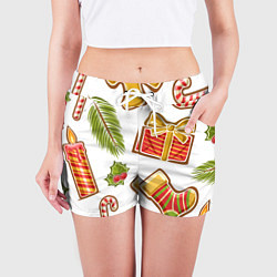 Шорты женские Рождественский вайб, цвет: 3D-принт — фото 2