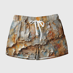 Шорты женские Старая штукатурка на стене - абстракция, цвет: 3D-принт