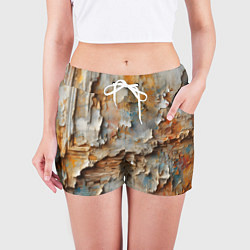 Шорты женские Старая штукатурка на стене - абстракция, цвет: 3D-принт — фото 2