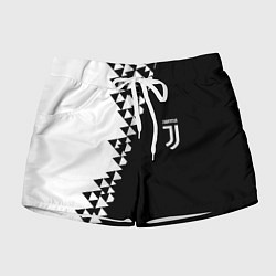 Женские шорты Juventus черно белая геометрия текстура
