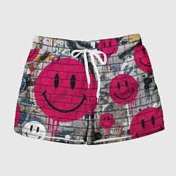 Шорты женские Розовые смайлы граффити, цвет: 3D-принт