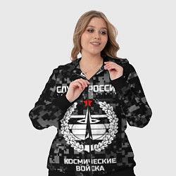 Женский 3D-костюм Служу России: космические войска, цвет: 3D-черный — фото 2