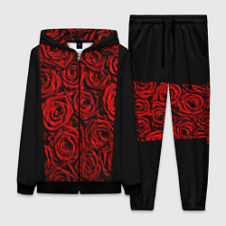Женский 3D-костюм Унисекс / Красные розы, цвет: 3D-черный