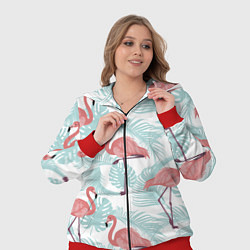 Женский 3D-костюм Узор фламинго и тропических растений, цвет: 3D-красный — фото 2