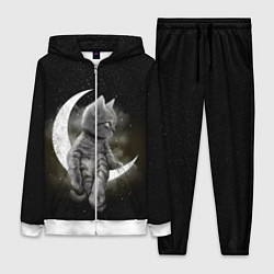 Женский 3D-костюм Кот на луне, цвет: 3D-белый