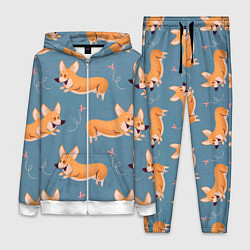 Женский 3D-костюм Корги с бабочкой, цвет: 3D-белый